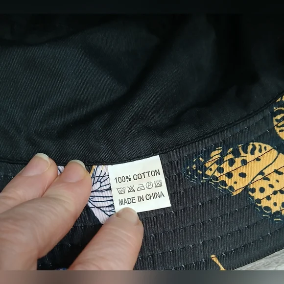 Black Butterfly Print Women's Bucket Hat Cotton One Size - Picture 8 of 10